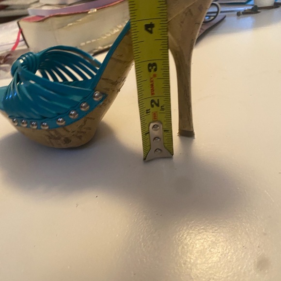 Delicious Turquoise Strappy Heels with Studs - Picture 12 of 12